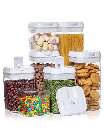 HSQMA BPA Free Plastic Airtight Dry Food Storage Containers Set with Lids (HSQMA-05), Clear