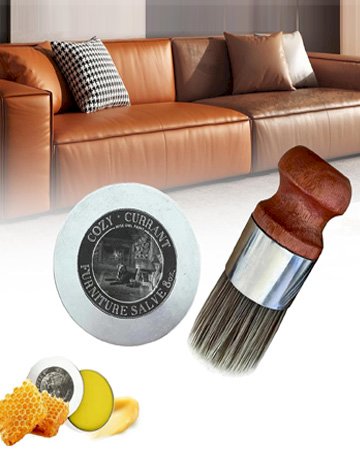 Wise Owl Furniture Salve and Brush, Wise Owl Furniture Salve Wax Leather Balm Wood Balm, Wood and Leather Polish, Leather Furniture Conditioner, Nourishes and Protects Furniture (1PCS)