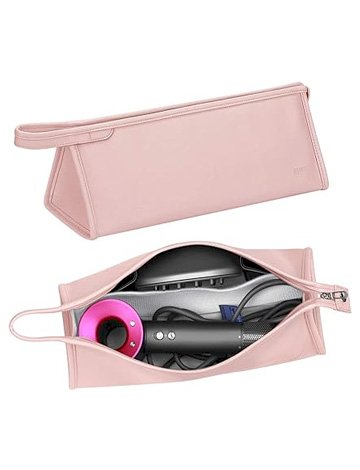 Travel Organizer for Dyson Airwrap Curling Iron, Double Layer Design PU Leather Travel Case, Portable Waterproof Dyson Airwrap Travel Case, Easy To Clean and Fully Protect Your Hair Dryer