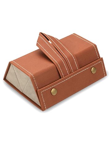 Travel Sunglasses Foldable Organizer, Portable Stackable Eyeglasses Case, Premium PU Leather Multi Glasses 3 Slot Organizer, Storage Box with a Hanging Ring (Brown)