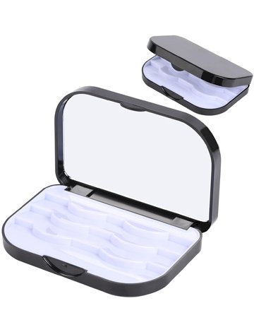 3 Layers Eyelash Case Holder, Eyelash Storage Case Organizer, Eyelash Container Case with Mirror, Empty Eyelashes Storage Box for Travel, Eye Lash Organizer Store(Black)