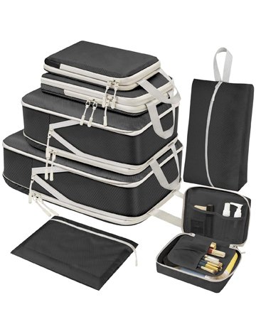 ZFWDSY Compression Packing Cubes,7 PCS Travel Luggage Packing Organizers Extensible Suitcase Organiser Bags Set for Travel Essentials Bag or Home Storage