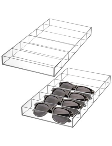 SOUJOY 2 Pack Acrylic Sunglasses Organizer, 6 Slot Clear Eyeglasses Storage Case, Stackable Eyewear Display Tray for Sunglasses, Fashion Eye Wear, Protective Glasses